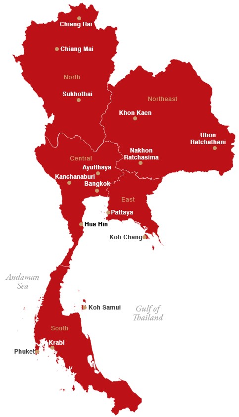Tailandia mapa vxa travel